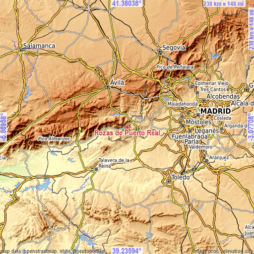 Topographic map of Rozas de Puerto Real