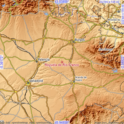 Topographic map of Royuela de Río Franco