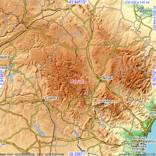 Topographic map of Royuela