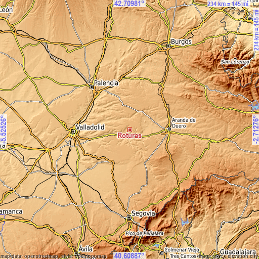 Topographic map of Roturas