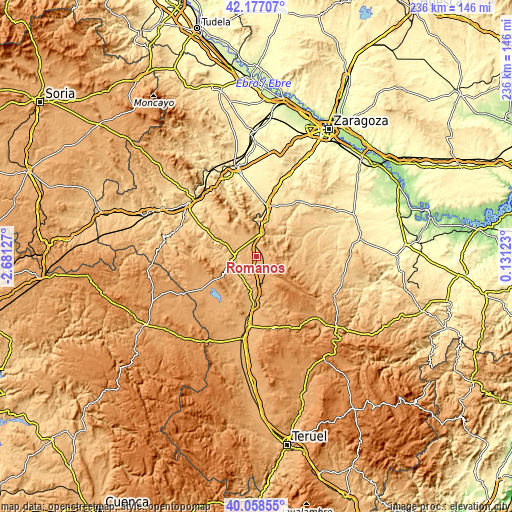 Topographic map of Romanos