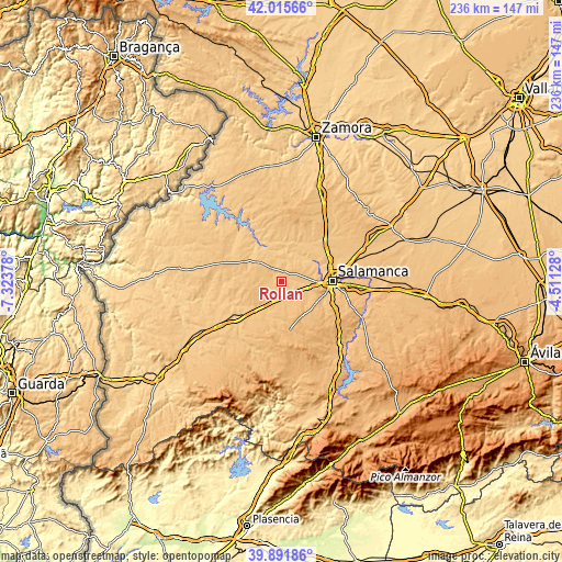 Topographic map of Rollán