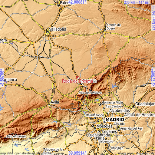 Topographic map of Roda de Eresma