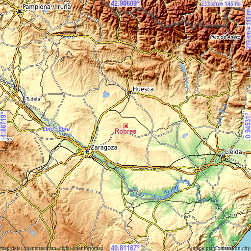 Topographic map of Robres