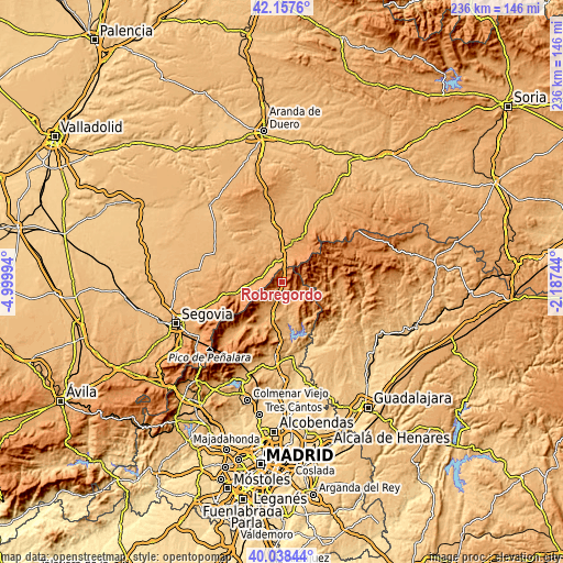 Topographic map of Robregordo