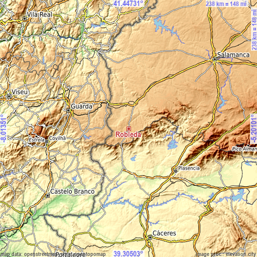 Topographic map of Robleda