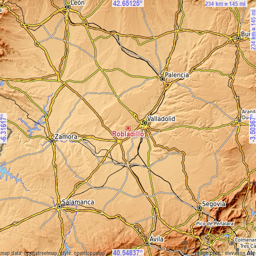 Topographic map of Robladillo