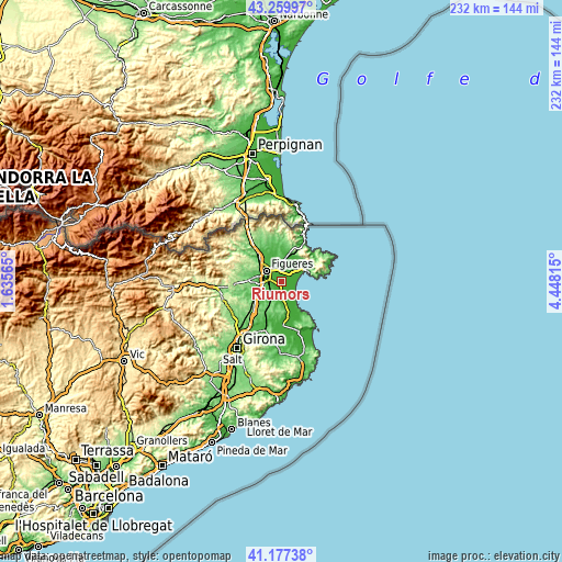 Topographic map of Riumors