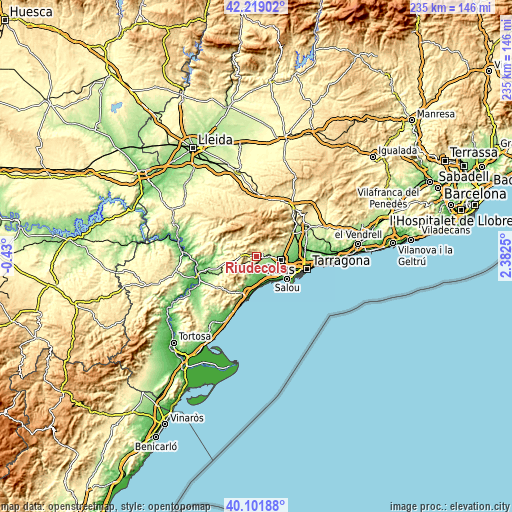 Topographic map of Riudecols