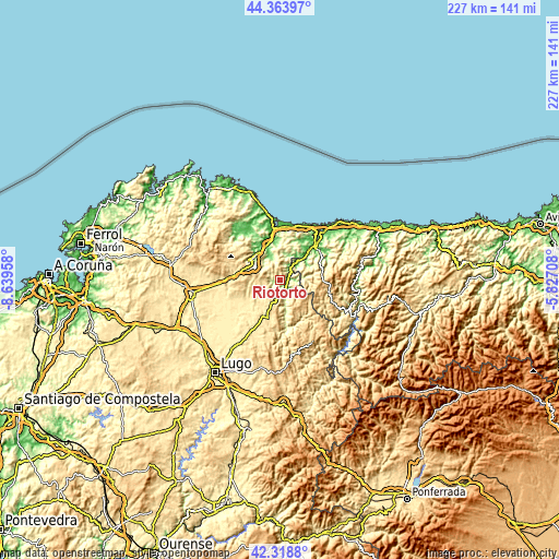 Topographic map of Ríotorto