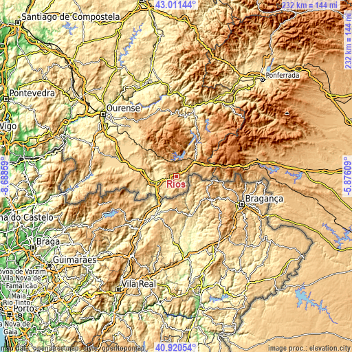 Topographic map of Riós