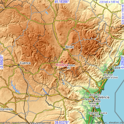 Topographic map of Riodeva