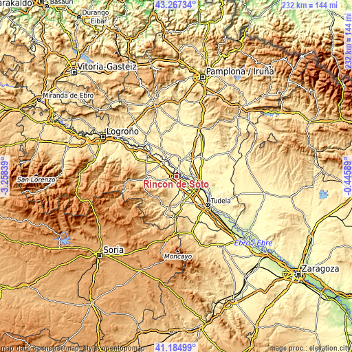 Topographic map of Rincón de Soto