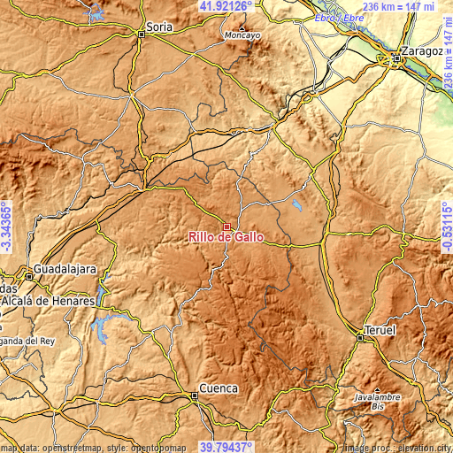 Topographic map of Rillo de Gallo