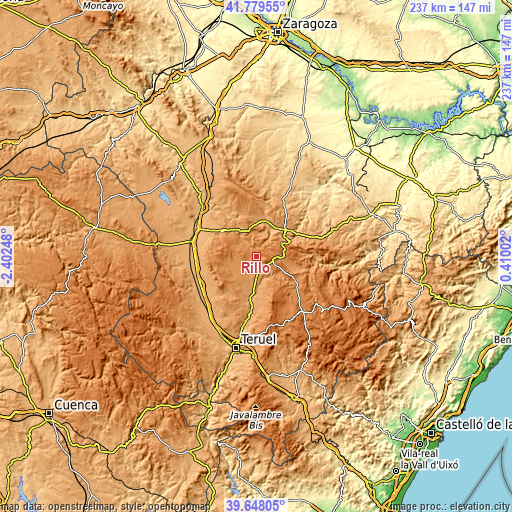 Topographic map of Rillo