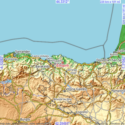 Topographic map of Errigoiti