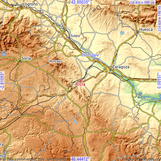 Topographic map of Ricla