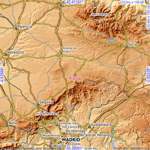 Topographic map of Ribota