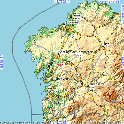 Topographic map of Ribeira