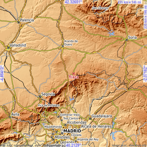 Topographic map of Riaza