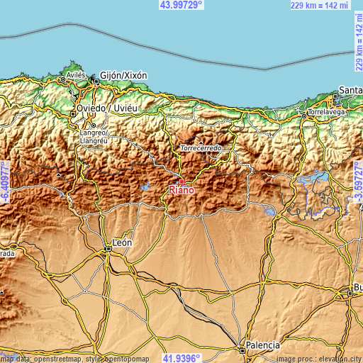 Topographic map of Riaño