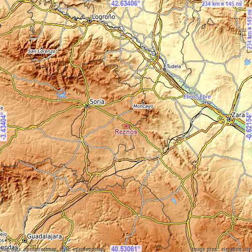 Topographic map of Reznos