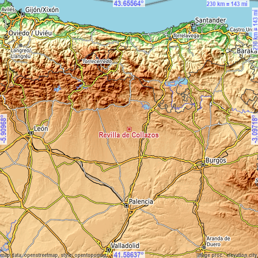 Topographic map of Revilla de Collazos