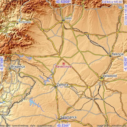 Topographic map of Revellinos