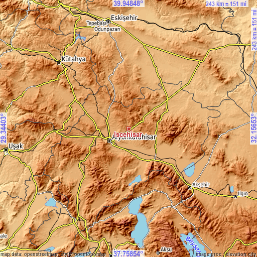 Topographic map of İscehisar