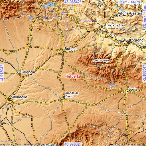 Topographic map of Retuerta