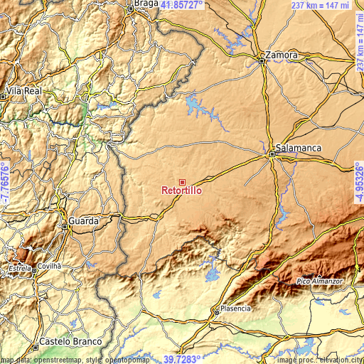Topographic map of Retortillo