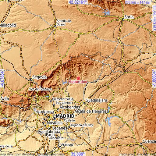 Topographic map of Retiendas