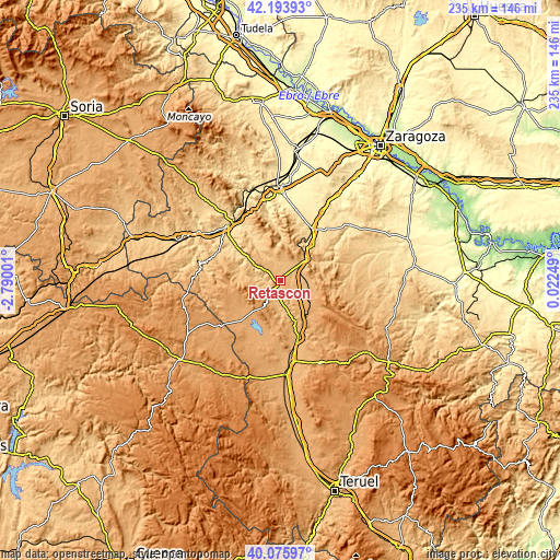 Topographic map of Retascón