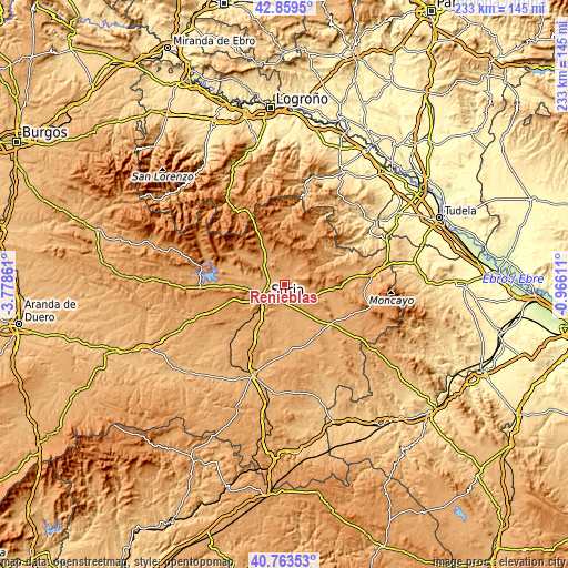 Topographic map of Renieblas