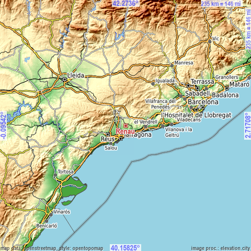 Topographic map of Renau