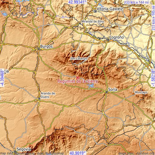 Topographic map of Regumiel de la Sierra