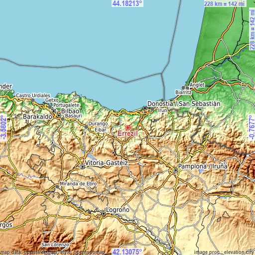 Topographic map of Errezil