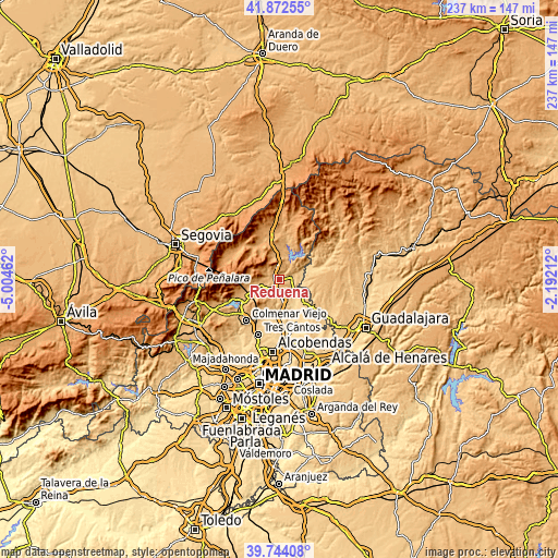 Topographic map of Redueña