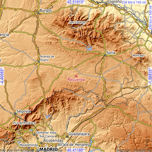 Topographic map of Recuerda