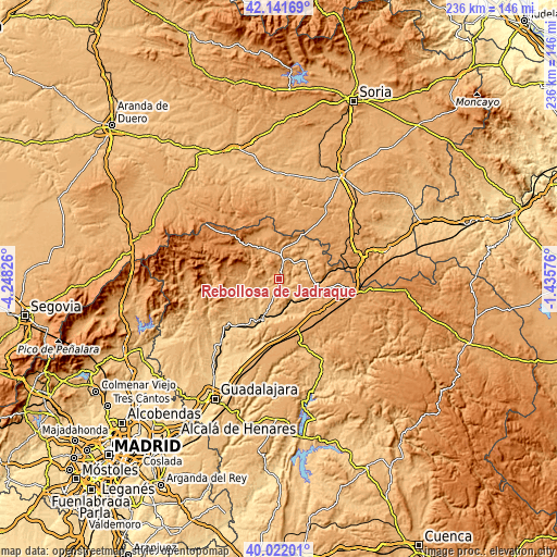 Topographic map of Rebollosa de Jadraque