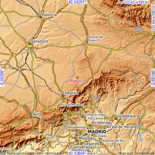 Topographic map of Rebollo