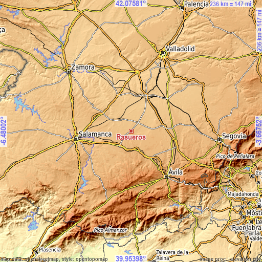 Topographic map of Rasueros