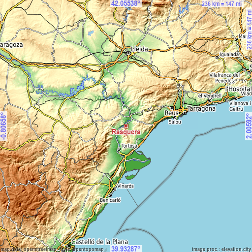 Topographic map of Rasquera