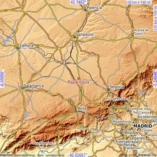 Topographic map of Rapariegos