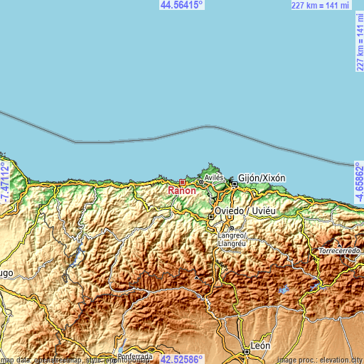 Topographic map of Ranón