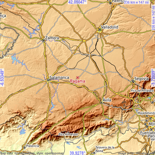 Topographic map of Rágama