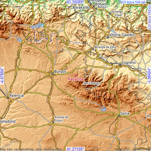 Topographic map of Rábanos