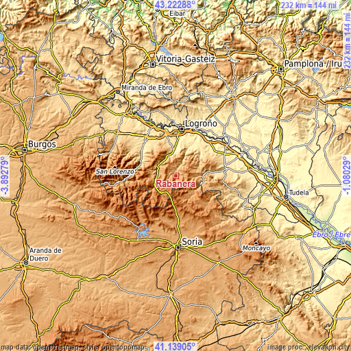 Topographic map of Rabanera