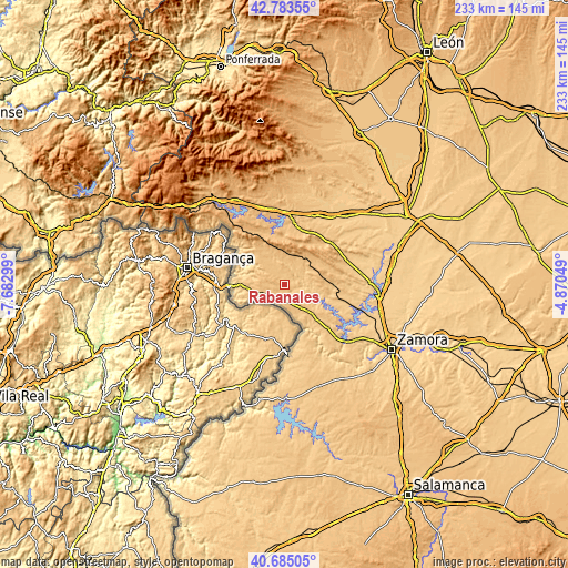 Topographic map of Rabanales