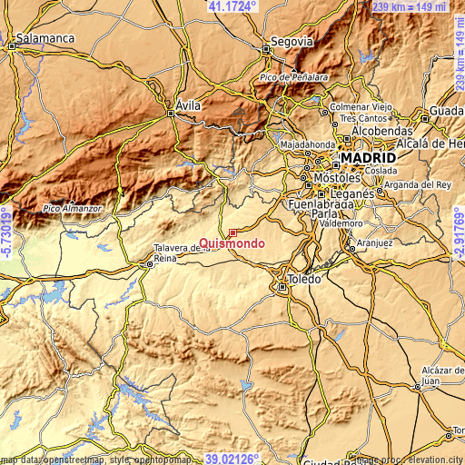 Topographic map of Quismondo